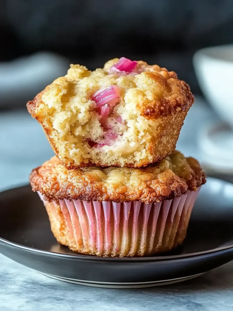 Moist Rhubarb Muffins with Yogurt for a Cozy Breakfast